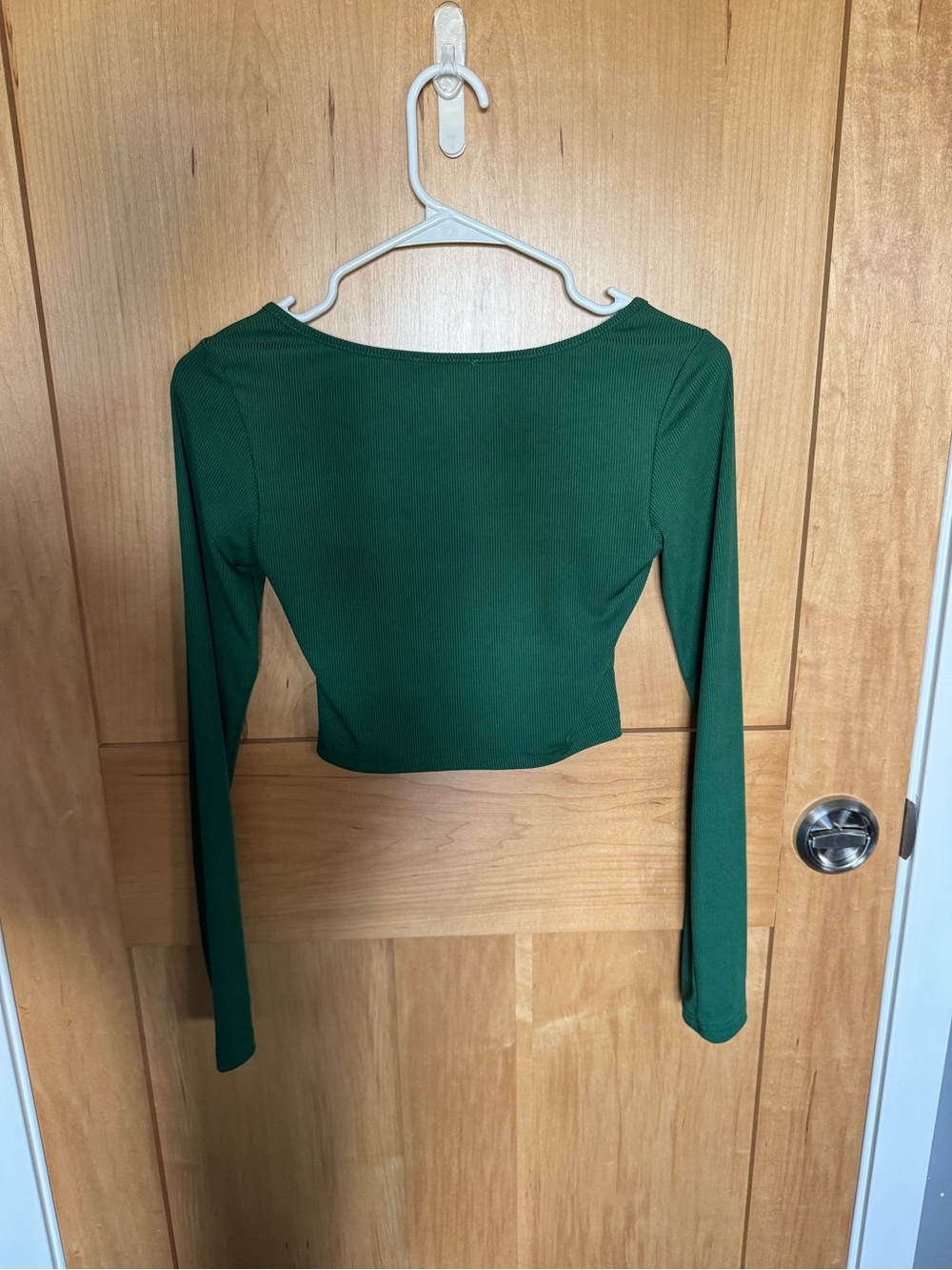 Cider Deep Green Square Neck Long Sleeve Crop Top - Picture 3 of 3